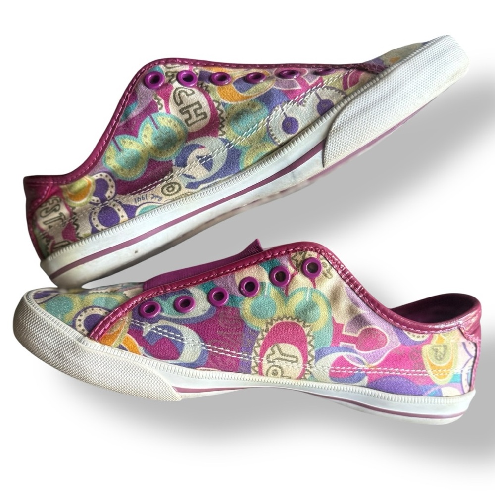 Coach 🪢 RARE, Bev Poppy Multicolor Colorful Slip-On Laceless Sneakers Size 7.5 - Picture 5 of 9